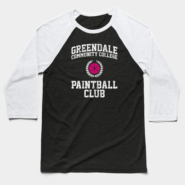 Greendale Community College Paintball Club Baseball T-Shirt by huckblade